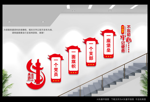 一個(gè)黨員樓道文化墻