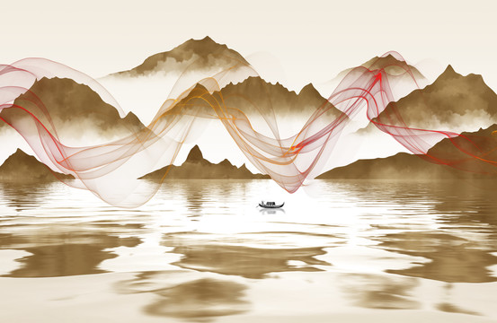 金色煙霧山水