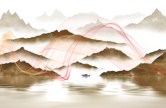淡雅煙霧山水背景