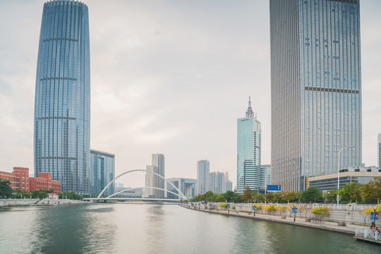 天津市建筑天际线和海河风光