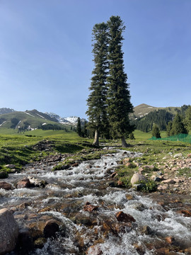 小溪流水山川风景