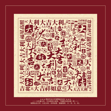 大吉大利書法文字背景底紋
