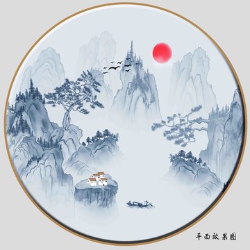 禅意水墨山水画