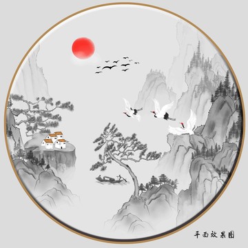 禅意水墨山水画