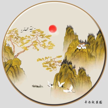古典古風(fēng)復(fù)古金色山