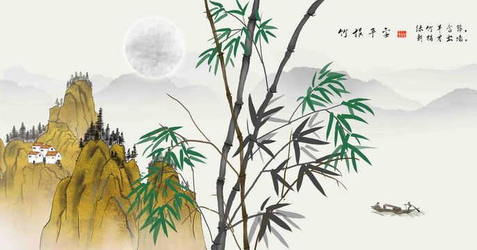 竹子山水裝飾畫