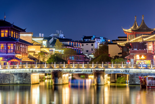 中国江苏南京秦淮河夜景风光