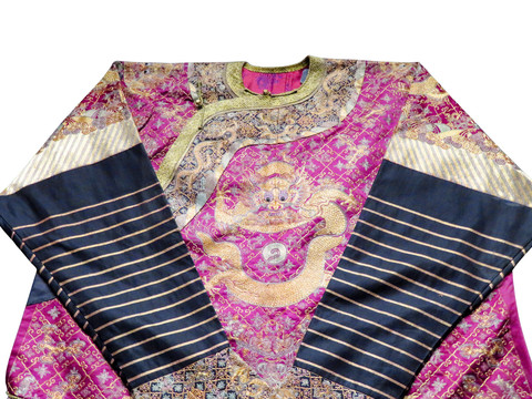 清代紫缎蟒袍