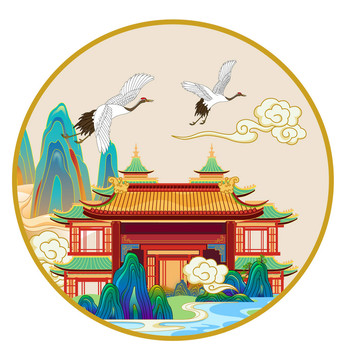 國潮宮殿仙鶴祥云