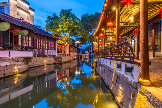 锦溪古镇夜景