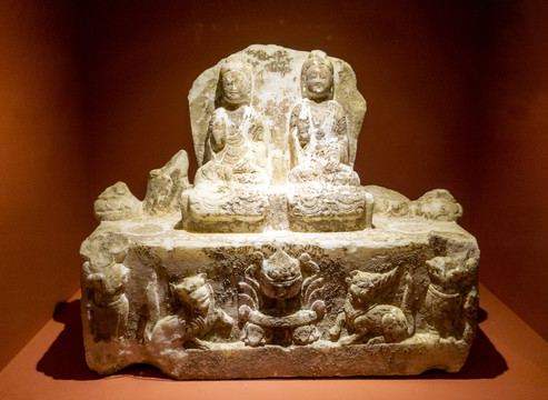 北齐石雕释迦多宝佛坐像
