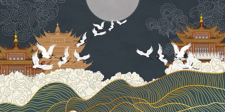 瑞鶴圖樓閣壁畫