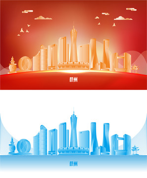杭州地標(biāo)建筑矢量