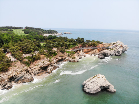 航拍大连金石滩黄金海岸海景