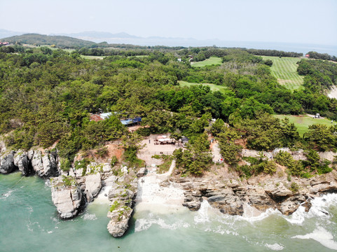 航拍大连金石滩黄金海岸海景