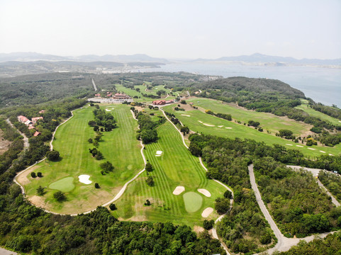 航拍大连金石滩黄金海岸海景