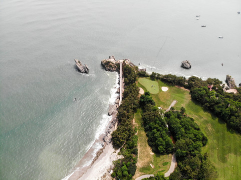 航拍大连金石滩黄金海岸海景