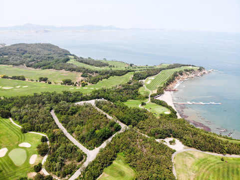 航拍大连金石滩黄金海岸海景