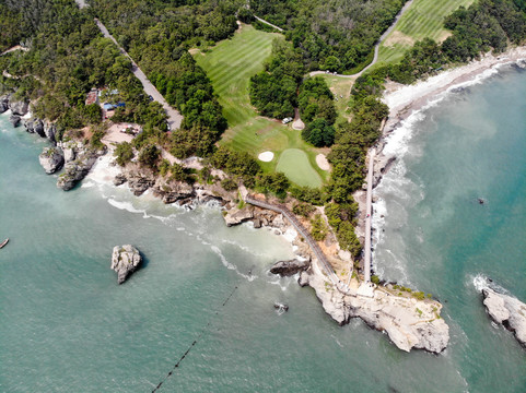 航拍大连金石滩黄金海岸海景