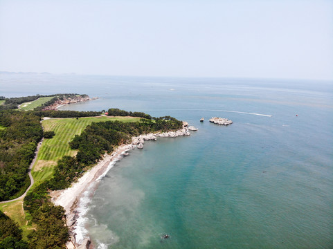 航拍大连金石滩黄金海岸海景