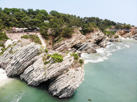 航拍大连金石滩黄金海岸海景