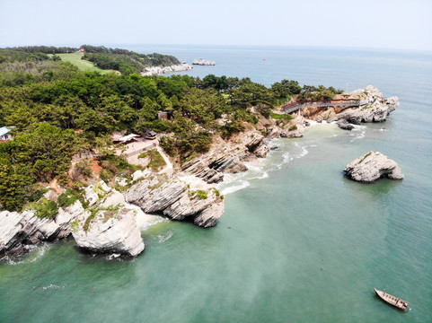 航拍大连金石滩黄金海岸海景