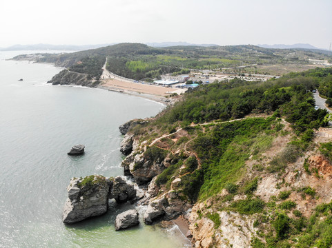 航拍大连金石滩黄金海岸海景