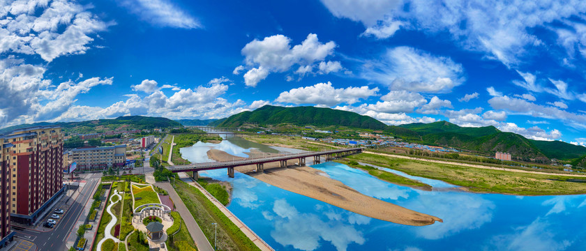 图们市嘎呀河八叶桥全景