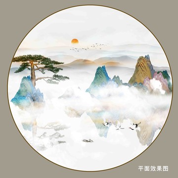 迎客松仙境水墨山水画