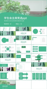 綠色簡約學(xué)生會競選PPT模板