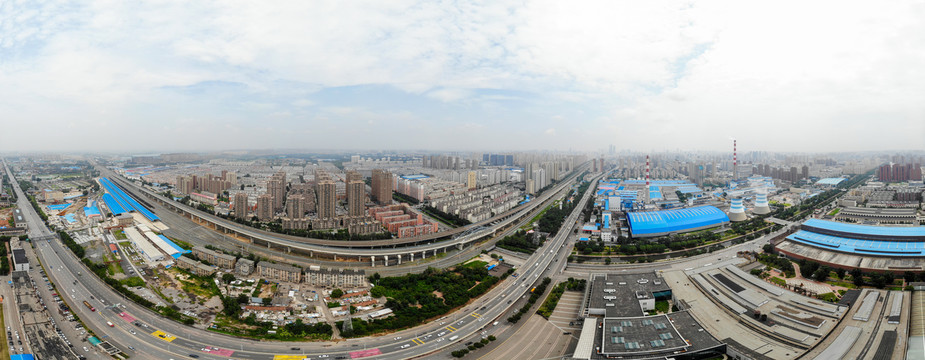 航拍沈阳北一中路高架桥及铁路