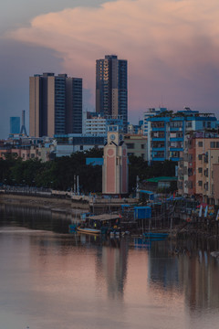 黄昏下南浦二桥的风景