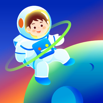 人类月球日宇航员登月航天插画