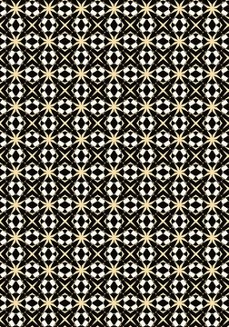 格子几何黑白抽象图案