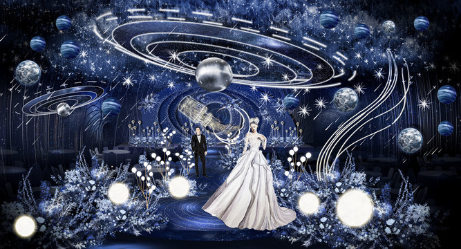 藍(lán)色海洋星空婚禮效果圖