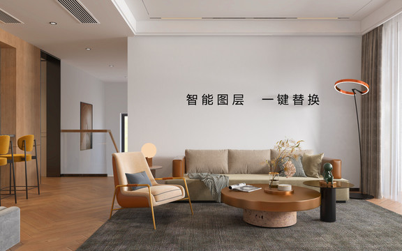 现代沙发墙布壁画背景场景图