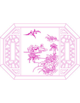 鴛鴦戲水花窗