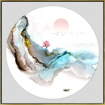 高端新中式山水水墨裝飾畫