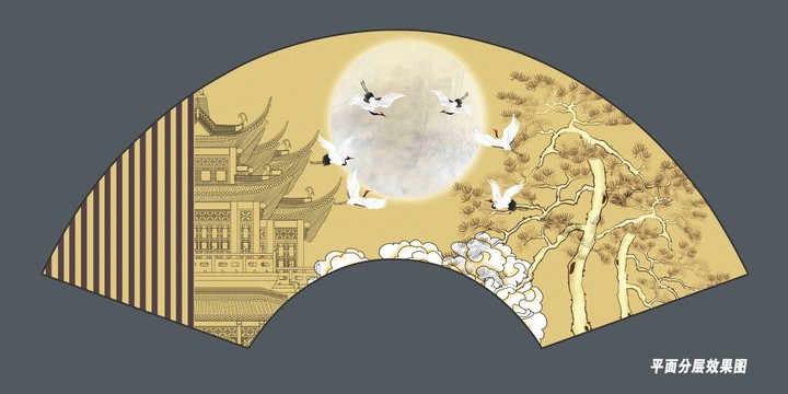 折扇格柵迎客松閣樓