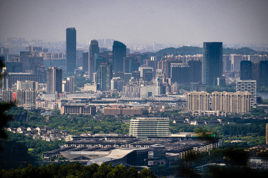 高视角绍兴市柯桥区城市风光