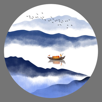 藍(lán)色山水畫