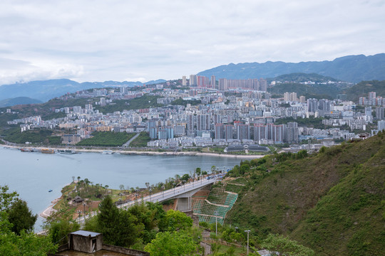 重庆巫山县城全景