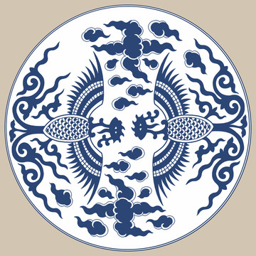 青花對鳳紋