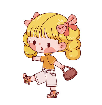 手繪卡通小女孩