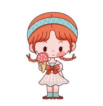 手繪卡通小女孩