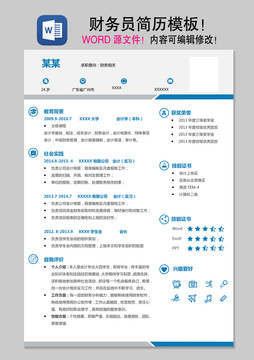 財(cái)務(wù)員簡(jiǎn)歷模板
