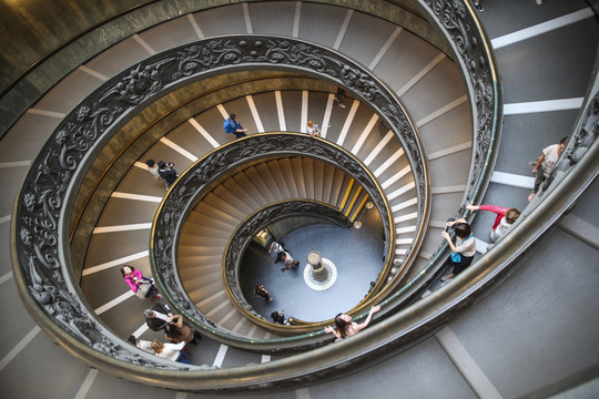 梵蒂冈博物馆旋转楼梯俯拍