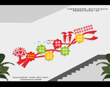 老年養(yǎng)護中心樓梯文化墻