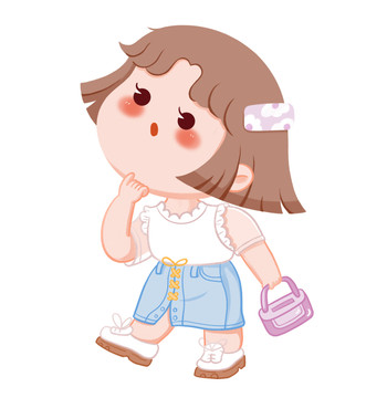 手繪卡通小女孩