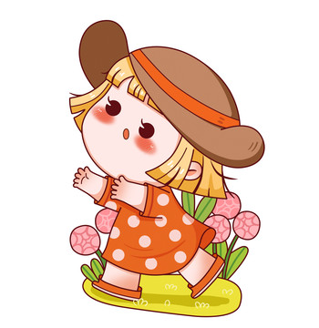 手繪卡通小女孩